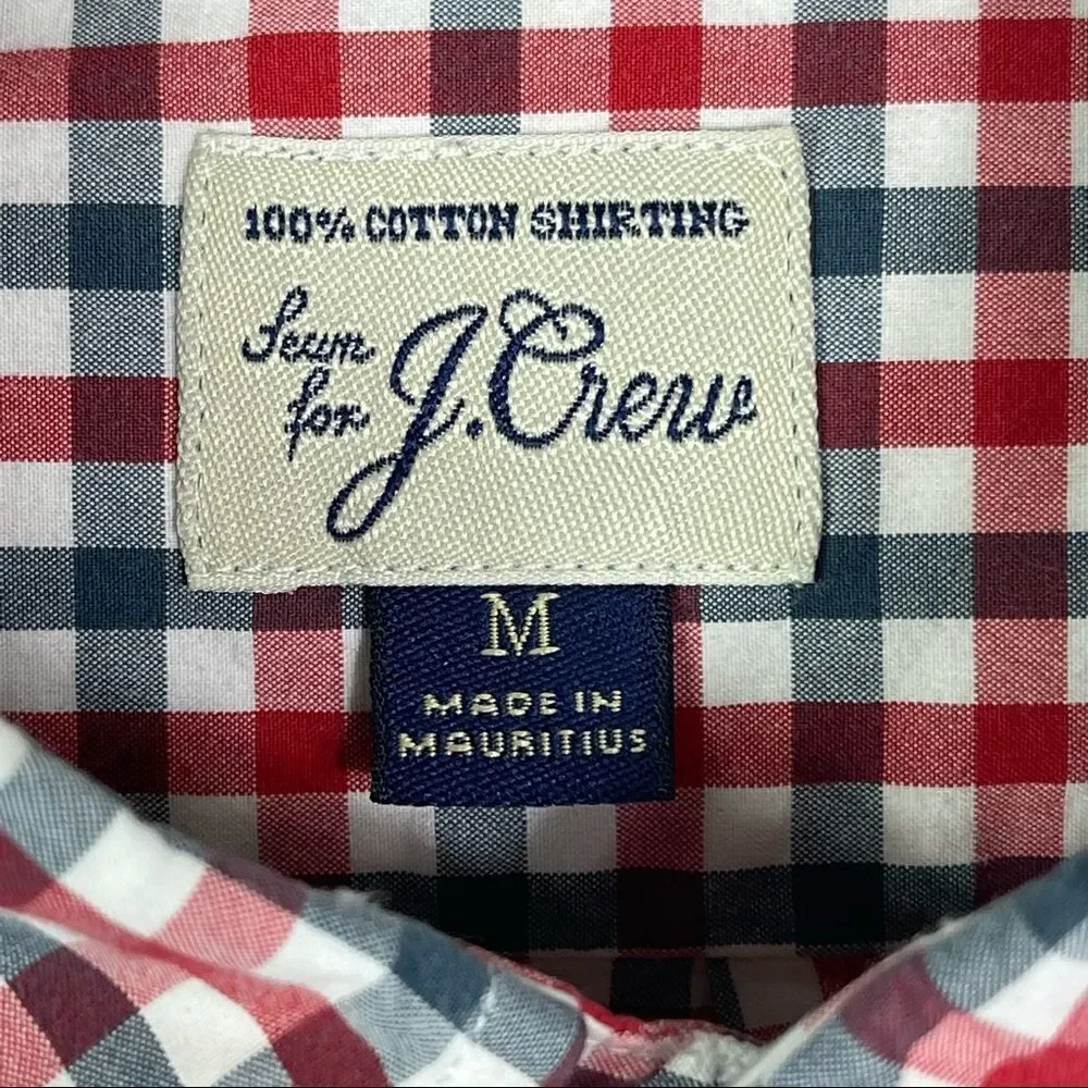 J. Crew red/white/blue plaid button down, medium